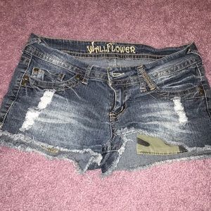 Denim Shorts with Camouflage Pocket Detail